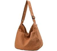 DAINAOTM Canvas Tote Bag Casual Hobo Crossbody Shoulder Bag for Women and Men Large Purse Messenger Bag Travel Work, 1-brown, L