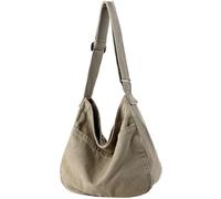 DAINAOTM Canvas Tote Bag Casual Hobo Crossbody Shoulder Bag for Women and Men Large Purse Messenger Bag Travel Work, 1-light Gray, L