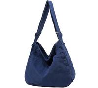 DAINAOTM Canvas Tote Bag Casual Hobo Crossbody Shoulder Bag for Women and Men Large Purse Messenger Bag Travel Work, 1-navy Blue, L