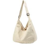DAINAOTM Canvas Tote Bag Casual Hobo Crossbody Shoulder Bag for Women and Men Large Purse Messenger Bag Travel Work, 1-b Beige, L