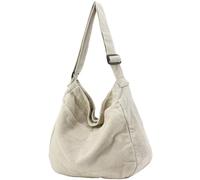 DAINAOTM Canvas Tote Bag Casual Hobo Crossbody Shoulder Bag for Women and Men Large Purse Messenger Bag Travel Work, 2-white, L