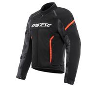 DAINESE - Air Frame 3 Tex Jacket, Summer Motorcycle Jacket with Detachable Windproof Lining, Black/Red-Fluo, 56