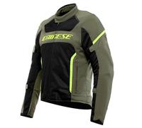 DAINESE - Air Frame 3 Tex Jacket, Summer Motorcycle Jacket with Detachable Windproof Lining, Man, Army Green/Black/Fluo Yellow, 62