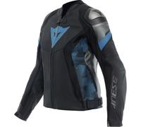 DAINESE AVRO 5 Damen Lederjacke schwarz-türkisblau-antrazit 40