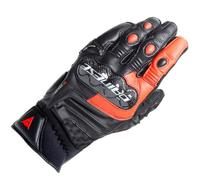 Dainese Carbon 4 Short Leather Motorcycle Motorbike Gloves - Black / Fluo Red