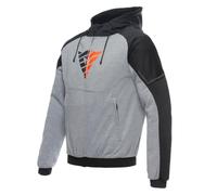 Dainese - Daemon-X Safety Hoodie Full Zip, Fabric Motorcycle Sweatshirt, with Shoulder and Elbow Protectors, Grey/Black/Red-Fluo, 54