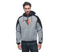 Dainese - Daemon-X Safety Hoodie Full Zip, Fabric Motorcycle Sweatshirt, with Shoulder and Elbow Protectors, Grey/Black/Red-Fluo, 56