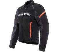 DAINESE - Air Frame 3 Tex Jacket, Summer Motorcycle Jacket with Detachable Windproof Lining, Man, Black/Black/Red-Fluo, 56