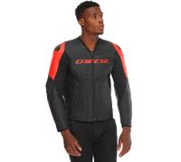 Motorcycle Jacket Leather Man Dainese RACING 5 Perforated Black/Black/Red-Fluo