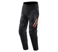DAINESE - Drake 2 Super Air Tex Pants, Mesh Motorcycle Trousers, Ventilated and Lightweight, with Removable Protectors, Black/Anthracite/Red-Fluo, 52