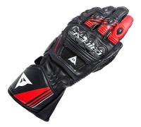 Dainese Druid 4 Leather Motorcycle Motorbike Gloves - Black / Lava Red / White