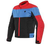 Dainese Elettrica Air Tex Jacket, Ventilated Summer Motorcycle Jacket, Men, Black/Lava-Red/Light-Blue, 54