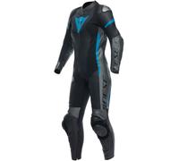 Dainese Grobnik 1-Piece Ladies Motorcycle Leather Suit, black-grey-blue, size 52 for Women