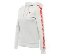 DAINESE HOODIE STRIPES LADY 82H LIGHT GREY FLUO RED LADIES HOODED TOP