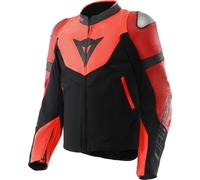 Motorcycle Jacket Leather/Fabric Man Dainese IPERATTIVA Red-Fluo/Black