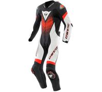 Motorcycle Suit Leather Dainese LAGUNA SECA 6 Perforated Black/White/Red-Fluo