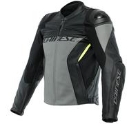 Dainese Racing 4 Leather Motorcycle Jacket Charcoal Grey Black