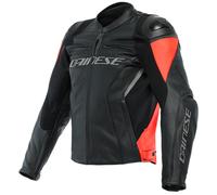 Dainese Racing 4 Leather Motorcycle Jacket - Black/Red Flo