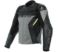 Dainese Racing 4 Leather Motorcycle Jacket Charcoal Grey Black