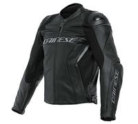 Dainese Racing 4 Men's Leather Combination Jacket with Protectors for Summer, black/black, 56