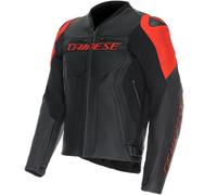 Dainese Racing 5 Leather Motorbike Motorcycle Jacket - Black / Fluo Red