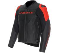 Motorcycle Jacket Leather Man Dainese RACING 5 Black/Black/Red-Fluo