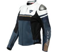 Dainese Rapida Ladies Motorcycle Leather Jacket, black-white-blue, size 40 for Women