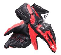 Dainese Reacto Carbon Long Motorcycle Motorbike Leather Gloves - Black Lava Red
