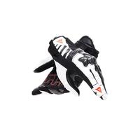 Dainese Reacto Carbon Short Gloves Wmn, Women's Short Leather Motorcycle Gloves with Carbon Knuckle Protection Palm Padding Smart Touch High Sensitivity, For Woman, Black/White/Red-Fluo, XS