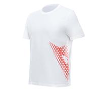 Dainese T-Shirt Big Logo, Casual Motorbike T-Shirt, Men, White/Fluo-Red, XS