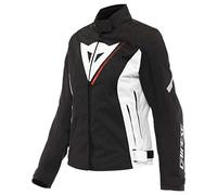 Dainese Veloce Lady D-Dry Jacket, Waterproof and Thermal Motorcycle Jacket, Women, Black/White/Lava-Red, 50