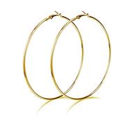 Dainty 100mm 14K Yellow Big Large Hoop Earrings For Women Sensitive Ears Fashion Round Circle Oversize Huggie Hypoallergenic Hoops Minimalist Thin Hooped Statement Gifts Bff Birthday