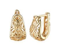 Dainty 14K Gold Filigree Wide Stud Small Hoop Earrings for Women Girls Oval Hollowed-out Fashion Love Heart Huggie Hoops Hypoallergenic for Girlfriend Bff Sensitive Ear Fashion Gifts
