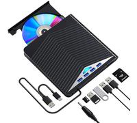 Dainty 7-in-1External Blu ray Drive Read/Write with Bluray Burner USB 3.0/Type-C Compatible with/Windows7-11 Mac OS Support for BD/DVD Drive, Windows 7-11 & Mac/PC M-DISC(Black)