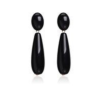 Dainty Acrylic Chunky Teardrop Dangle Stud Earrings for Women Girls Trendy Resin Dome Wide Oval Waterdrop Dangling Stud Hypoallergenic Fashion Personalized Jewelry Gifts Her (Black)