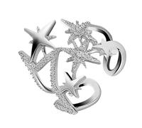 Dainty Adjustable Copper Star Rings with Sparkling Zircon Stone Elegant Jewelry Accessory Suitable for Any Event Copper Open Star Rings