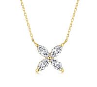 Dainty And Elegant Diamond Jewelry Four Leaf Necklace 18K Gold Plated Choker Necklaces Sparkling Zircon Pendant Gifts for Women