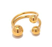 Dainty Ball Statement Ring for Women Surgical Stainless Steel Fashion Adjustable Stacking Round Balls Open Wrap Finger Rings Comfort Fit Minimalist Geometric Jewelry Gift, Metal, No Gemstone