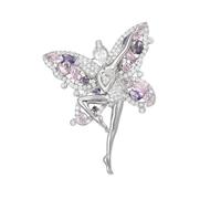 Dainty Ballet Dancer Brooch Pin for Women Cubic Zirconia Crystal Wings Lapel Pins Ballerina Dancing Brooches Elegant Dress Clothes Accessories Wedding Prom Jewelry