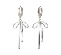 Dainty Bowkont Hoop Dangle Earrings,Minimalist Plated Gold Bow Ribbon Statement Earrings,Charming Bow Knot Huggie Dangling Earrings for Women, L, Alloy Steel, No Gemstone