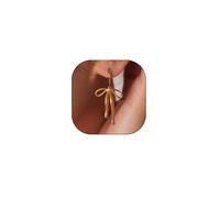 Dainty Bowkont Hoop Dangle Earrings,Minimalist Plated Gold Bow Ribbon Statement Earrings,Charming Bow Knot Huggie Dangling Earrings for Women, L, Alloy Steel, No Gemstone