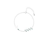 Dainty Branch Swallow Bracelet for Women Green Imitation Cubic Zirconia Leaf Flying Bird Chic Thin Link Stackable Adjustable Charm Bracelets Delicate Jewelry for Her Mothers, Adjustable, Metal