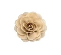 Dainty Chiffon Fabric Flower Small Brooch for Women Elegant 3D Rose Floral Hair Clip Lapel Pins for Dresses Suit Holiday Party Dance Banquet Clothing Accessory Jewelry 85mm (Khaki)