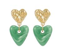 Dainty Chunky Heart Dangle Drop Earrings for Women Cute Stainless Steel Gold-tone Hearts Stud Resin Colorful Love Dangling Lightweight Fashion Trendy Y2K Jewelry for Her Bff Party Wedding, M, Metal