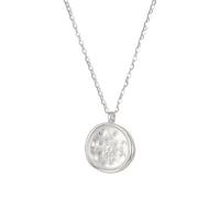 Dainty Compass Necklace for Women 925 Sterling Silver Vintage North Star Collection Elegant Engraved Carved Coin Pendant Necklaces Adjustable Irregular Chunky Statement Jewelry Gifts (Silver)