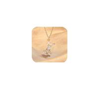 Dainty Cute Unique Design Small Rabbit Necklace 14K Gold/Silver Plated Pendant for Women Cubic Zirconia Diamond Charm Necklaces for Animal Lovers Birthday Easter, Zirconia copper