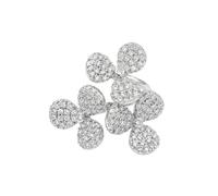 Dainty CZ Clover Flower Cluster Statement Ring Dramatic Crystal Floral Adjustable Open Wedding Engagement Promise Rings Exaggerated Cocktail Party Bands Gorgeous Comfort Fit Jewelry for Women Bride