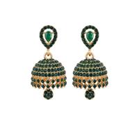 Dainty CZ Jhumki Bell Teardrop Dangle Drop Earrings for Women Silver/Gold Plated Crystal Bohemian Vintage Indian Chandelier Statement Dangling Stud Hypoallergenic Traditional Fashion Jewelry, 1.57