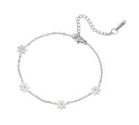 Dainty Daisy Flower Bracelet For Women Promise Statement Stainless Steel Adjustable Link Chain Delicate Elegant Cute Sunflower Bracelet Festival Holiday Birthday Accessories Fashion Jewelry Gift