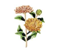 Dainty Daisy Flower Brooch for Women Men Elegant Gold Plated Cute Enamel Sunflower Floral Lapel Pins Dress Accessories Backpack Jacket Bag Hat Clothing Celebration Holiday Jewelry, 2.08 Inches X 1.46